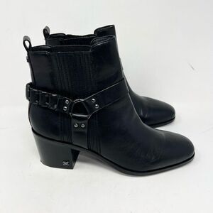 Sam Edelman Dalma Ankle Boots Womens 10 Black Studded Harness Leather Chelsea